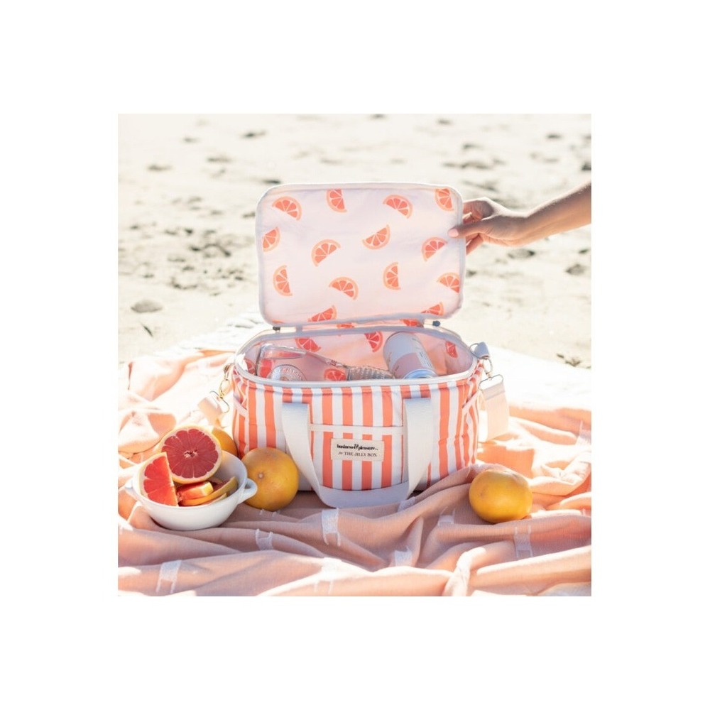 Business & Pleasure Co The Jilly Box Cooler Bag Orange Stripe Insulated Picnic